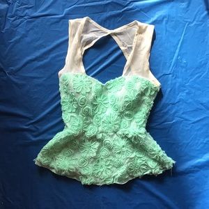 Aqua marine peplum 3D blouse